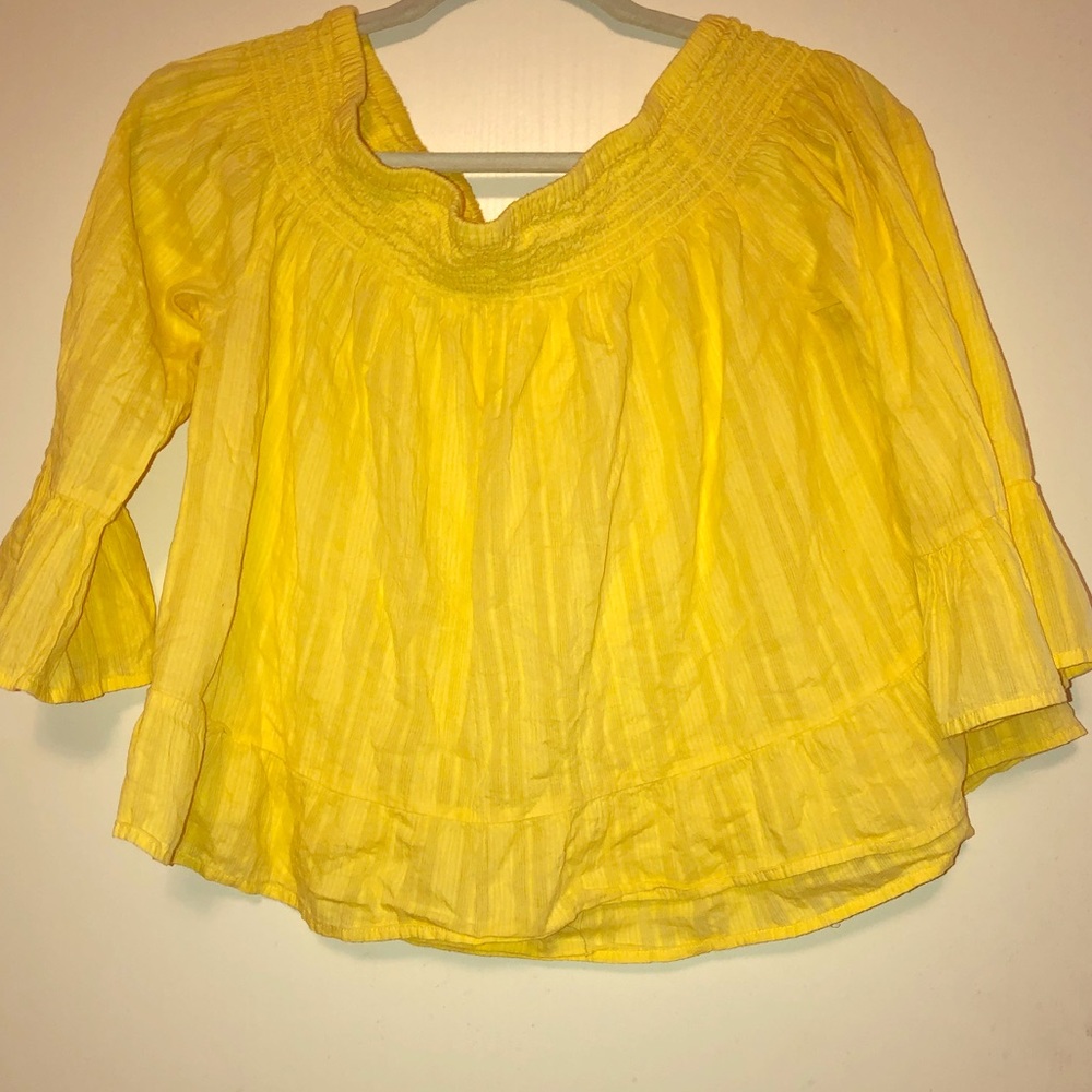 Yellow off the shoulder shirt